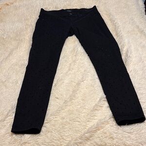 White House Black Market Black Textured Ponte Pants